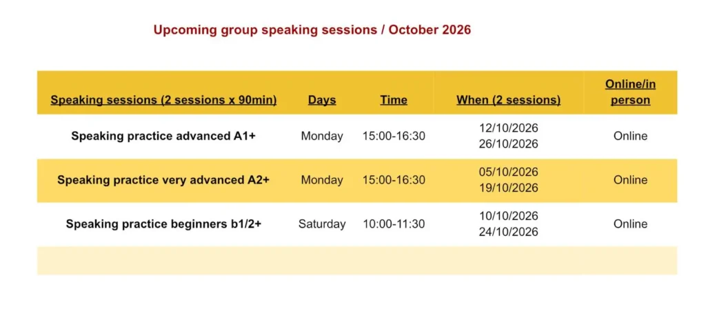 Speaking Sessions October