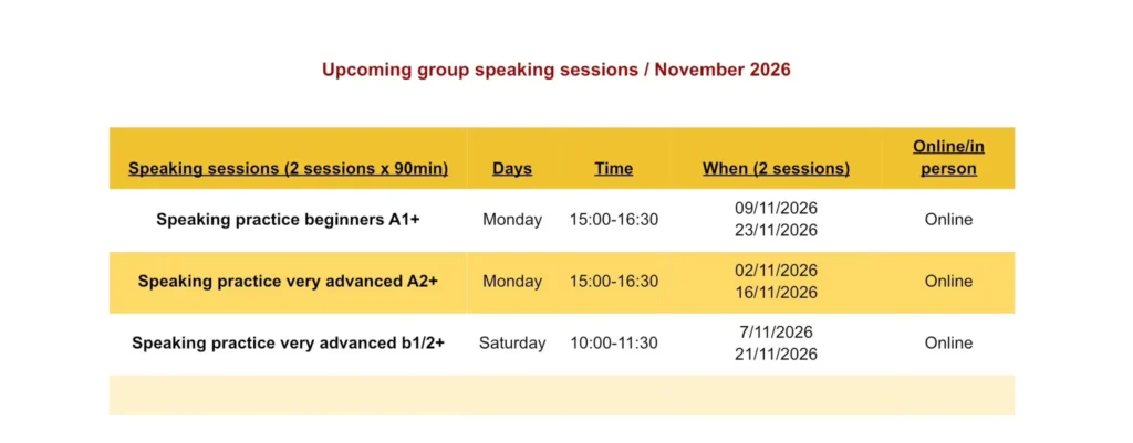 Speaking sessions Kristina Progress
